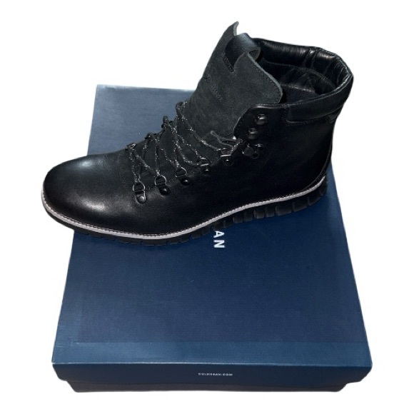 Cole Haan Zerogrand Waterproof Hiker Boots in black leather - Picture 5 of 6
